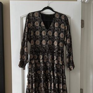 House of Harlow 1960 Black and Cream Floral Dress
